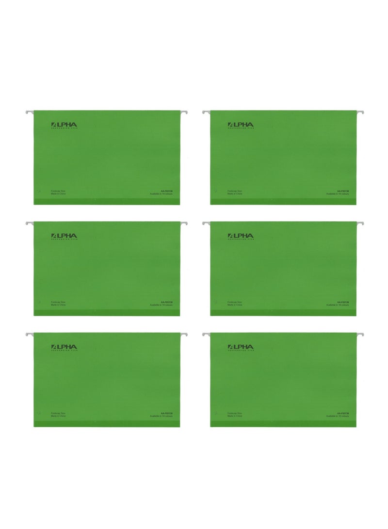6-Piece Foolscap Size Suspension File Green
